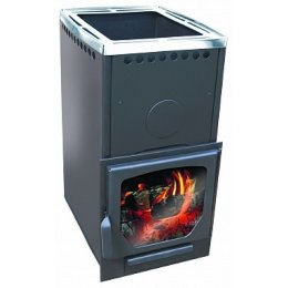 Дровяная печь для бани Варвара Паленица панорамная дверь/укороченная топка